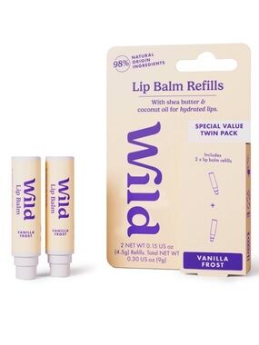 WILD 2pk Vanilla Frost Lip Balm Refills, NEW